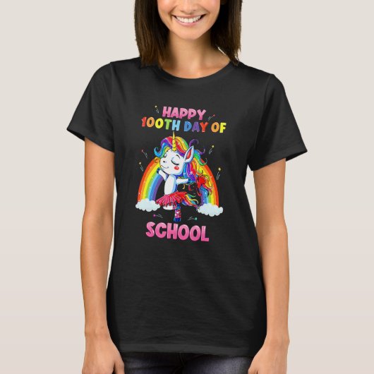 T-shirt Rainbow Happy 100th Day Of School Teacher & Studen (Devant)