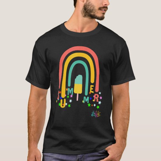 T-shirt Rainbow Hello Magic Summer Icecream Enseignant (Devant)