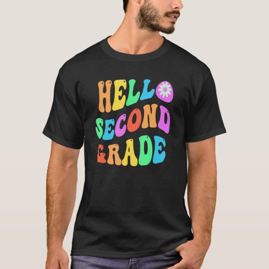 T-shirt Rainbow Hello Second Grade Retro 2e Gr Little Mis (Devant)