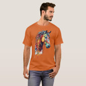 T-shirt Rainbow Horse Head Watercolor (Devant entier)