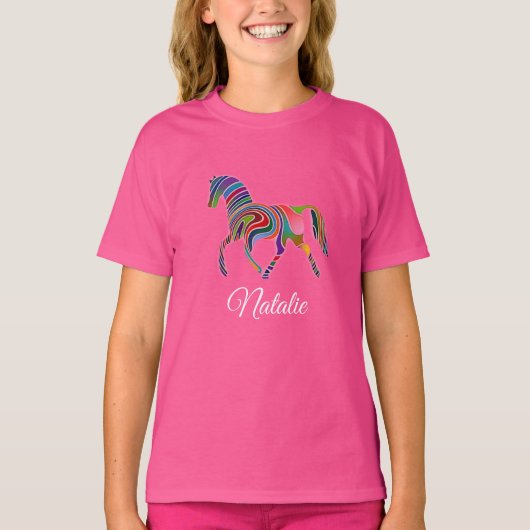 T-shirt Rainbow horse - personnalisé (Devant)