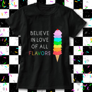 T-shirt Rainbow Ice Cream LGBT Love Diversity Pride Noir