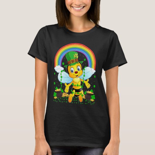 T-shirt Rainbow Irish Shamrock Bumblebee St Patrick's Day (Devant)