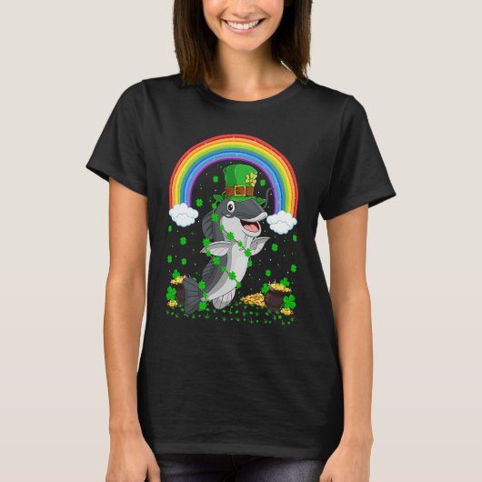 T-shirt Rainbow Irish Shamrock Catfish St Patrick's Day (Devant)