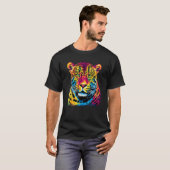 T-shirt Rainbow Jaguar Big Cat Lover Print Graphic Abstrac (Devant entier)