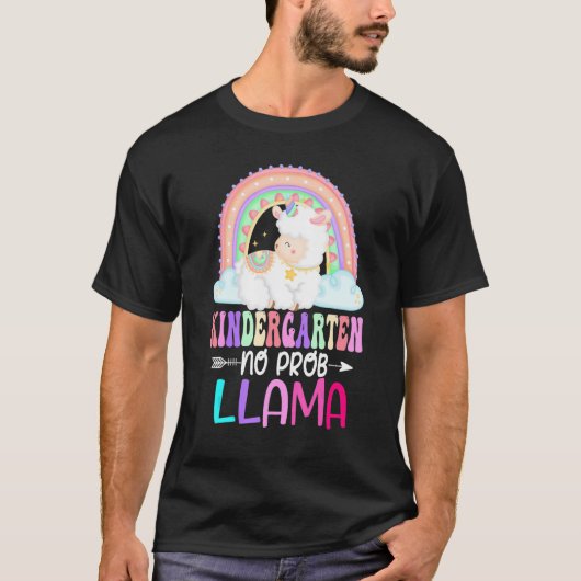 T-shirt Rainbow Kindergarten No Prob Llama 100th Day of Sc (Devant)