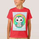 T-shirt Rainbow kitty Boys (Devant)