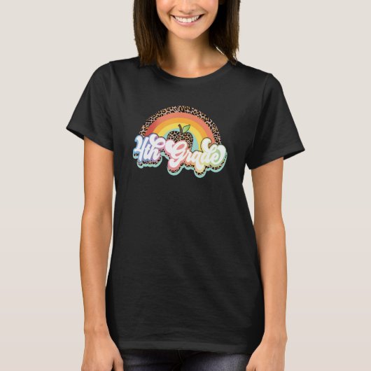 T-shirt Rainbow Leopard élève de 4e année de 4e année Reto (Devant)