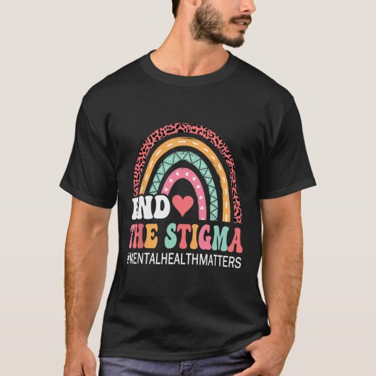 T-shirt Rainbow Leopard End The Stigma Mental Health Matte (Devant)