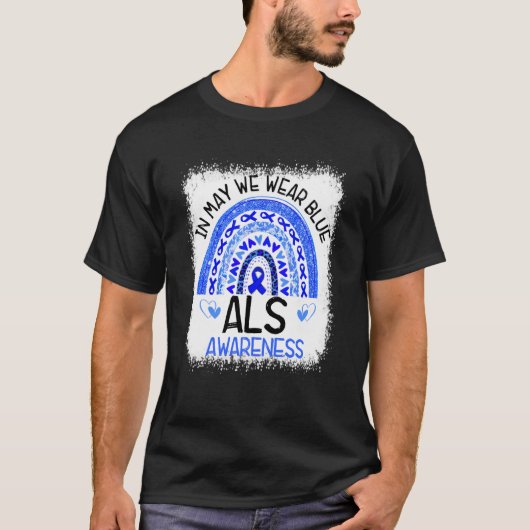 T-shirt Rainbow Leopard In May We Wear Blue ALS Awareness (Devant)