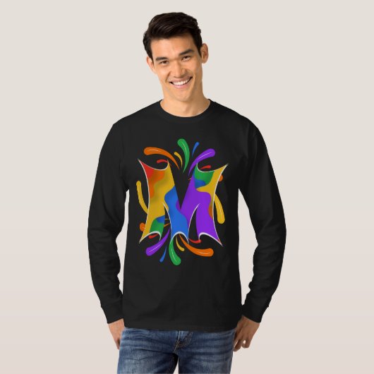 T-shirt Rainbow Letter M Monogram Abstract (Devant entier)