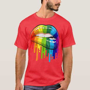 T-shirt Rainbow Lip Bite LGBT Pride Mois Gay Bi Trans T-S