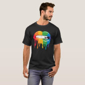 T-shirt Rainbow Lips Bite Drip Pride Lgbt Drip Rainbow (Devant entier)
