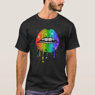 T-shirt Rainbow Lips Lgbtq Gay Lesbian Pride Mois Femmes G