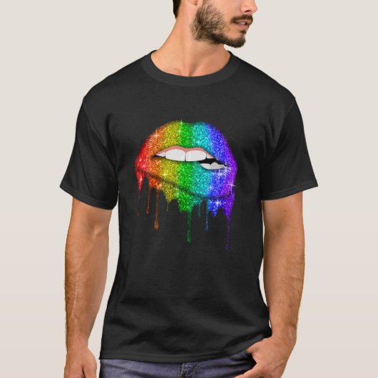 T-shirt Rainbow Lips Pride Gay Lesbian LGBT Cadeau (Devant)
