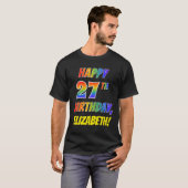 T-shirt Rainbow Look HAPPY 27E ANNIVERSAIRE + Nom personna (Devant entier)