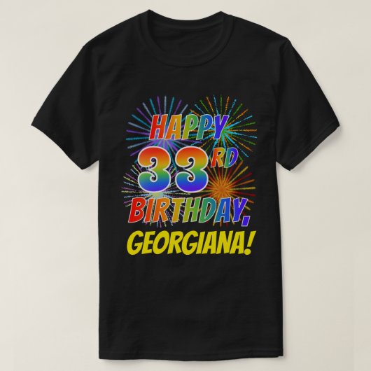 T-shirt Rainbow Look HAPPY 33E ANNIVERSAIRE; Fireworks + N (Design devant)