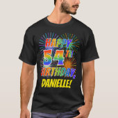 T-shirt Rainbow Look HAPPY 54E ANNIVERSAIRE; Fireworks + N (Devant)
