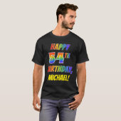 T-shirt Rainbow Look HAPPY 54E ANNIVERSAIRE + Nom personna (Devant entier)
