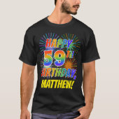 T-shirt Rainbow Look HAPPY 59E ANNIVERSAIRE; Fireworks + N (Devant)