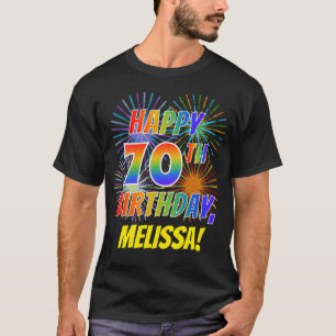 T-shirt Rainbow Look HAPPY 70E ANNIVERSAIRE; Fireworks + N