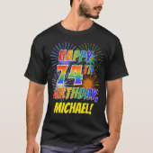 T-shirt Rainbow Look HAPPY 74E ANNIVERSAIRE; Fireworks + N (Devant)