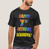 T-shirt Rainbow Look HAPPY 7E ANNIVERSAIRE + Nom personnal (Devant)