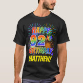 T-shirt Rainbow Look HAPPY 92E ANNIVERSAIRE; Fireworks + N (Devant)