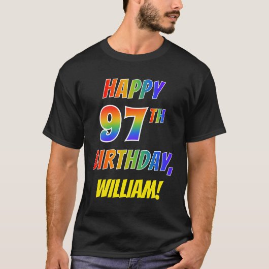 T-shirt Rainbow Look HAPPY 97E ANNIVERSAIRE + Nom personna (Devant)