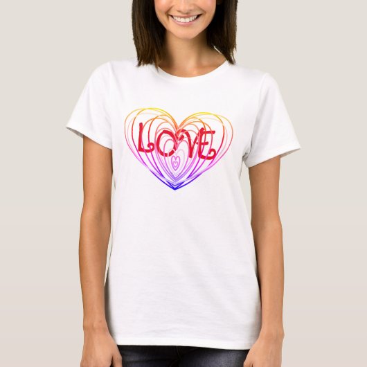 T-shirt Rainbow Love Double Coeur (Devant)