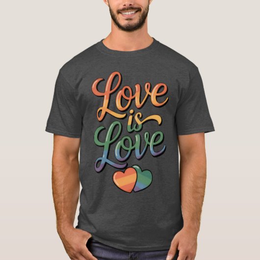 T-shirt Rainbow Love Is Loveypography Design retro (Devant)