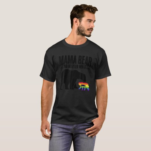 T-shirt Rainbow Mama Bear Pride Mois LGBT Ally Fier Maman (Devant entier)