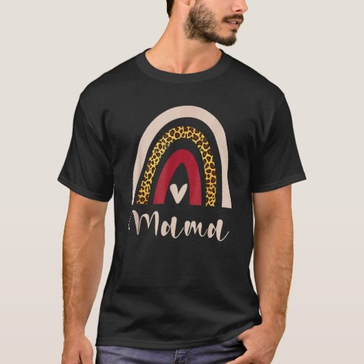 T-shirt Rainbow Mama Leopard Boho Style (Devant)