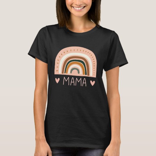 T-shirt Rainbow Mama V Neck Boho Style Teacher for Mom (Devant)