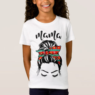 T-Shirt Rainbow Maman Noël Amour Rouge Plaid