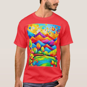 T-shirt Rainbow Mountains Paysage Abstrait