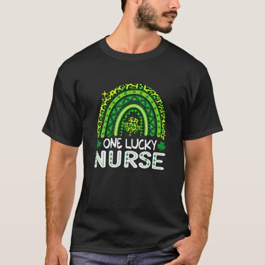 T-shirt Rainbow One Lucky Nurky Scrub RN ICU ER St Patrick (Devant)