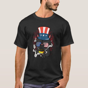 T-shirt Rainbow Patriotique Feline Chat 4 juillet Kitten W