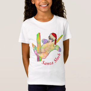 T-Shirt Rainbow Père Noël Sloth Festive Noël mignon animal