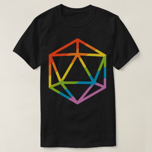 T-shirt Rainbow Polyhedral D20 Dice Tabletop RPG (Design devant)