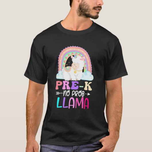 T-shirt Rainbow Pre K No Prob Llama 100th Day Of School (Devant)