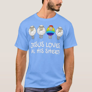 T-shirt Rainbow Pride Gay Christian LGBTQ+ Jésus aime tout