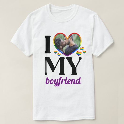 T-shirt Rainbow Pride I Heart My Boyfriend Ajouter photo (Design devant)