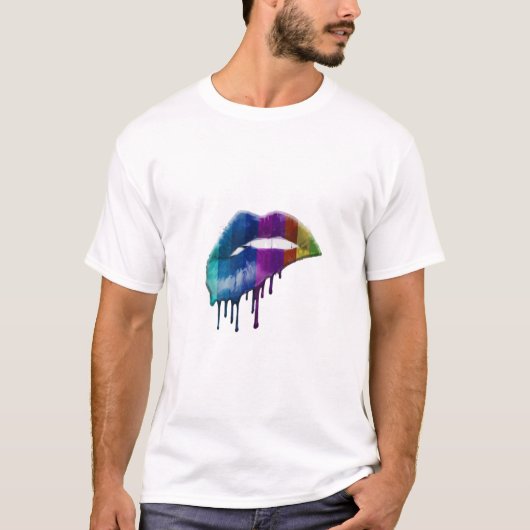 T-shirt Rainbow Pride Kiss Lips Graphisme (Devant)