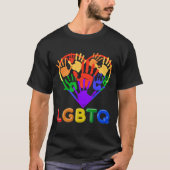 T-shirt Rainbow Pride Love Heart Hands LGBTQ Unity Design (Devant)