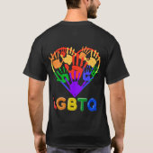 T-shirt Rainbow Pride Love Heart Hands LGBTQ Unity Design (Dos)