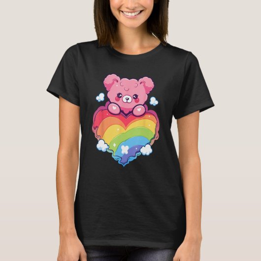 T-shirt Rainbow Pride Teddy Bear LGBTQ+ Gay Lesbian Queer (Devant)