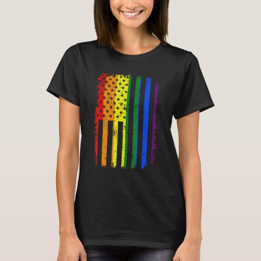 T-shirt Rainbow Pride Us American Flag Love Wins Lgbt Prid (Devant)