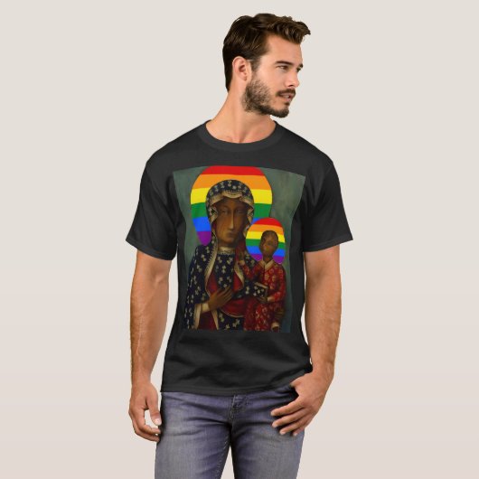 T-shirt Rainbow Pride Vierge noire (Devant entier)