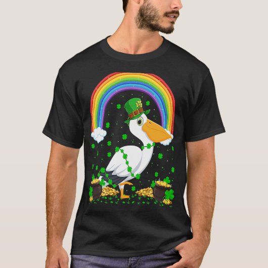 T-shirt Rainbow Shamrock irlandais Pelican Bird St Patrick (Devant)